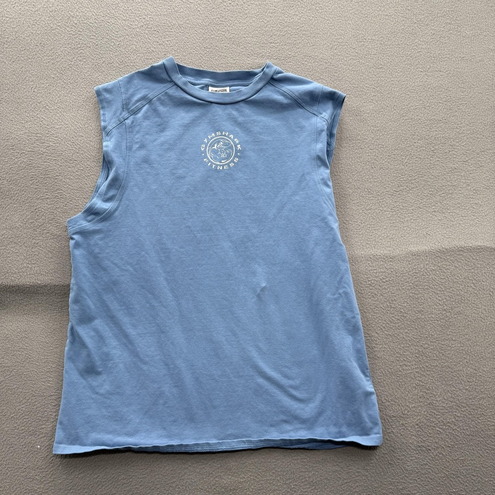 Gymshark Tank Shirt Mens Small Blue Sleeveless Athletic Fitness Logo Top